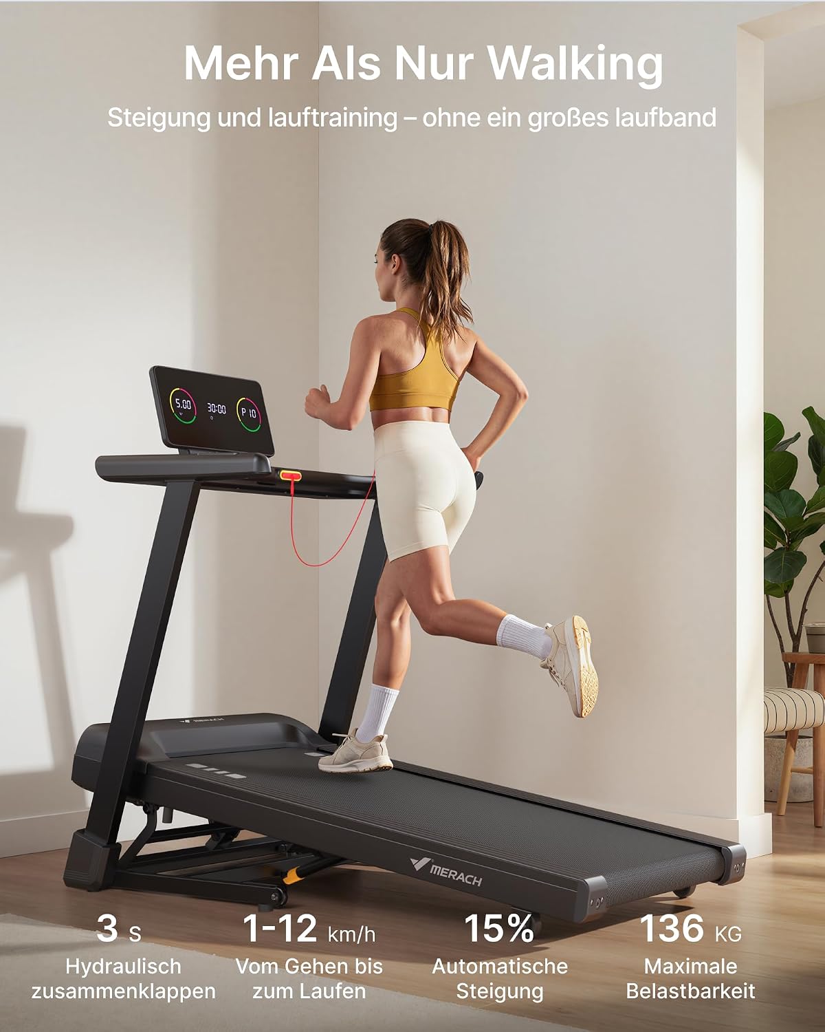 MERACH Laufband für Zuhause, 42x110CM/42x108CM Große Lauffläch,Stoßdämpfend – Bild 2