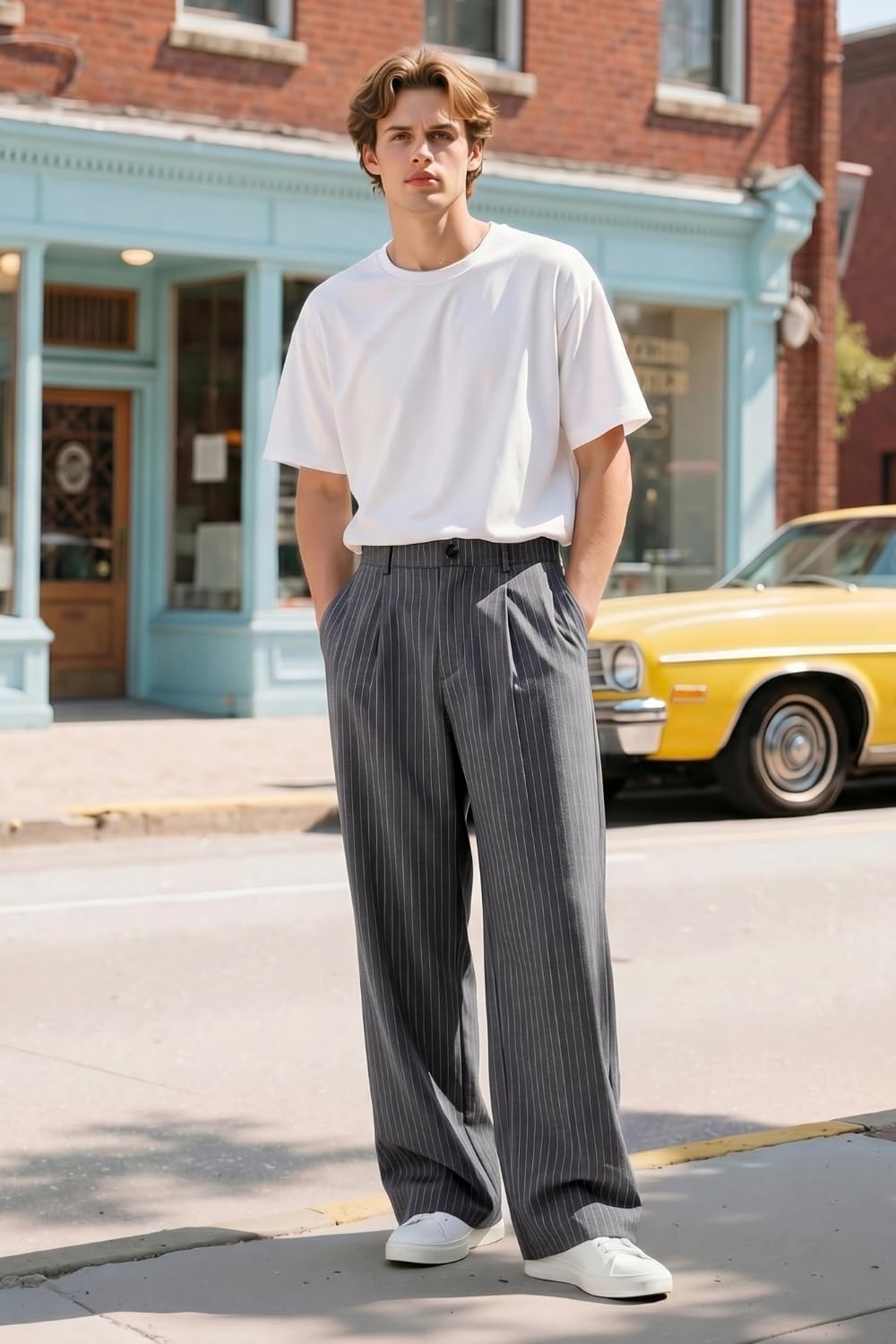 Heyfanee Anzughose Herren Baggy Chino Hose für Männer Lang Stoffhose – Bild 5