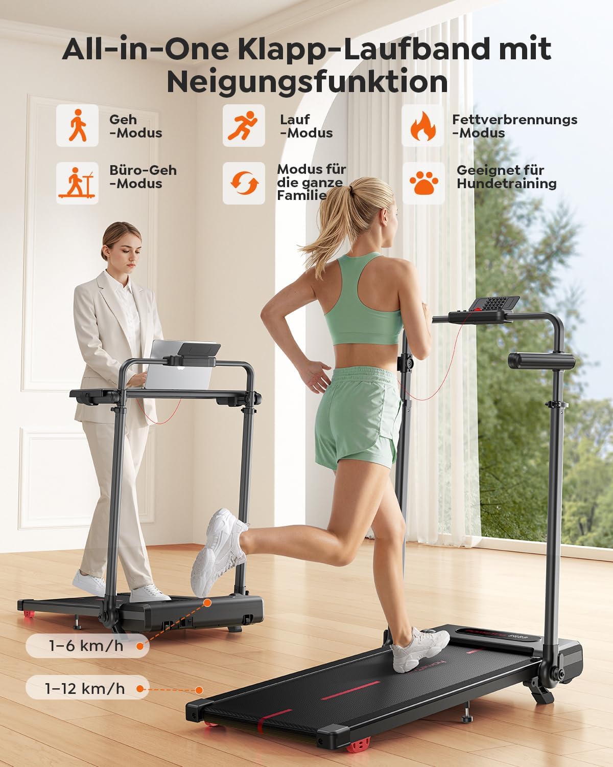 homeTro Laufband für Zuhause mit 3,0 PS Motor, Walking Pad mit 7% Steigung – Bild 5