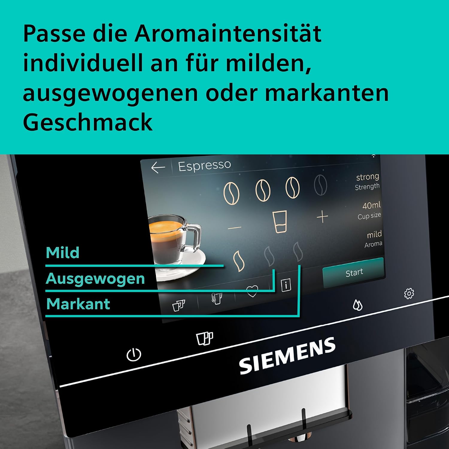Siemens Kaffeevollautomat EQ700i Aroma, TP725E01, Grau, >40 Getränke – Bild 4