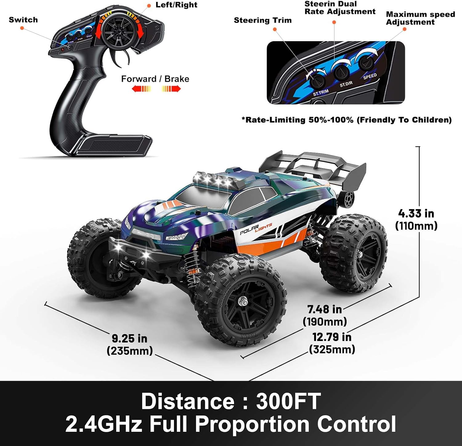 Ferngesteuertes Auto Erwachsene 1:14 Brushless RC Auto 4WD 52 km/h mit Öldruck-Stoßdämpfern, Vollmetall-Antrieb, 2 Akkus & 2 Reifensätzen, Aufrüstbar auf 3S 70 km/h, Elektrischer RC Truck für Jungen – Bild 2