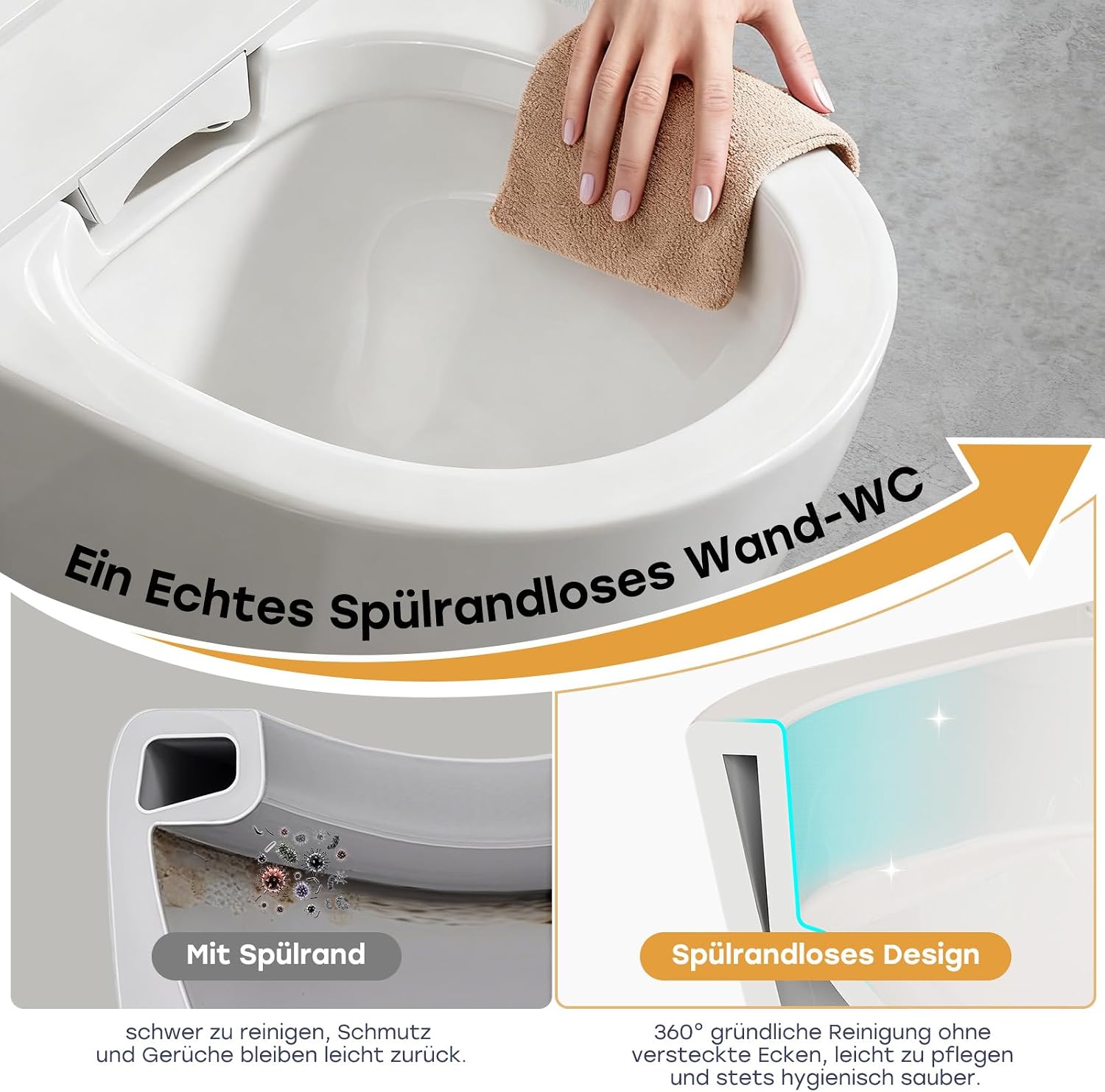 HOROW G07 Intelligente Dusch WC Spülrandlos mit Selbstreinigende Düse – Bild 2