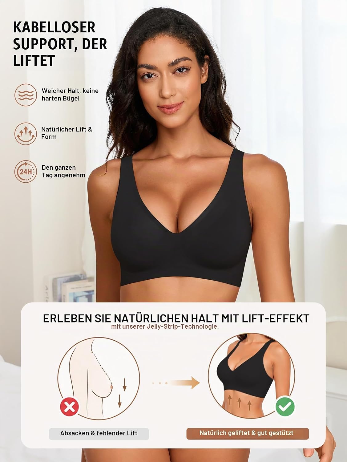 BH Damen Ohne Bügel Push Up BH Nahtloses Bustier Damen BH Seamless Bralette – Bild 3