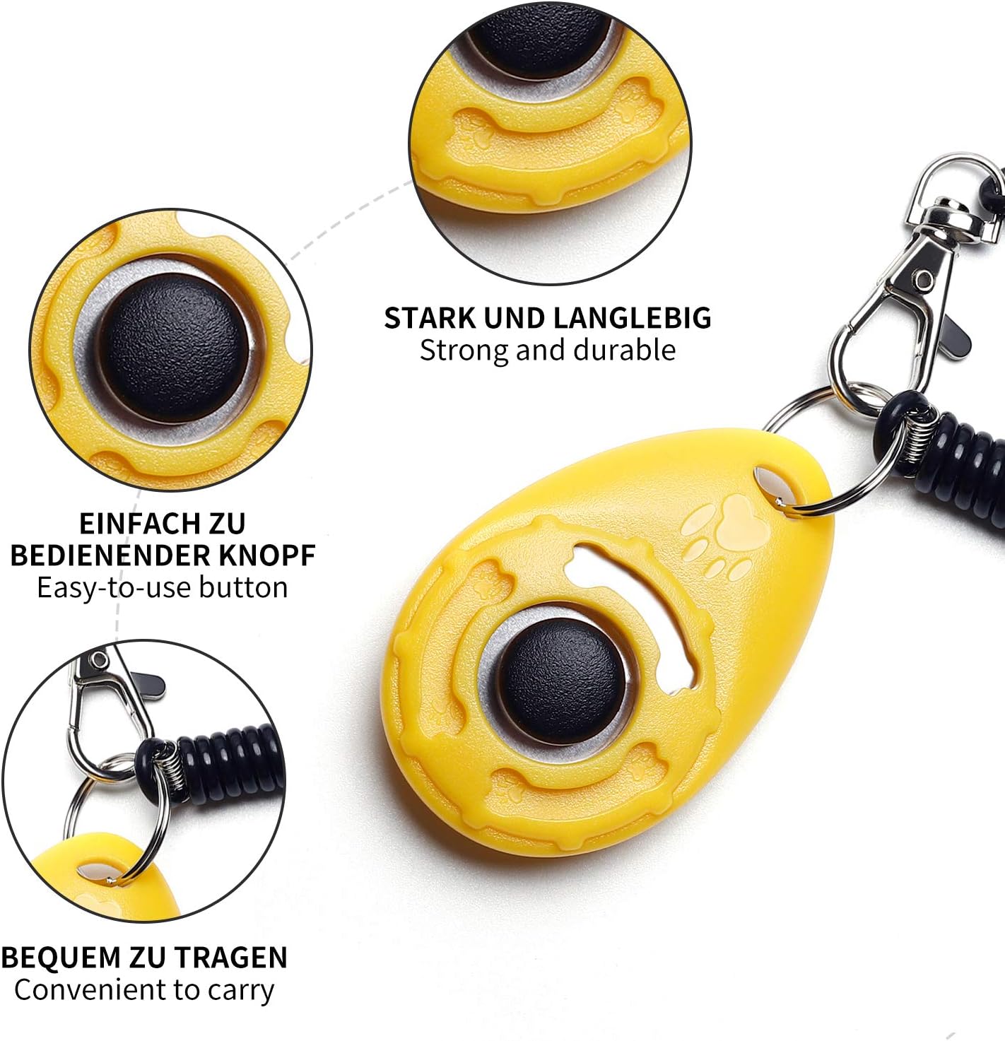 Toozey Hunde Clicker, 5 Stück Trainings Clicker für Hundeerziehung und Hundetraining, Klicker mit Großem Knopf für Hund, Katze, Pferd – Bild 4