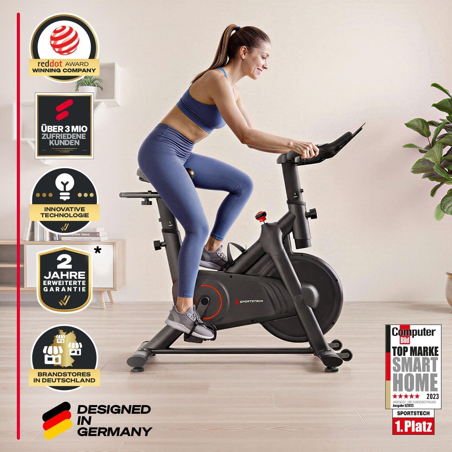 Sportstech, Heimtrainer Fahrrad Ergometer mit App & Pulsmessung SX175 – Bild 3