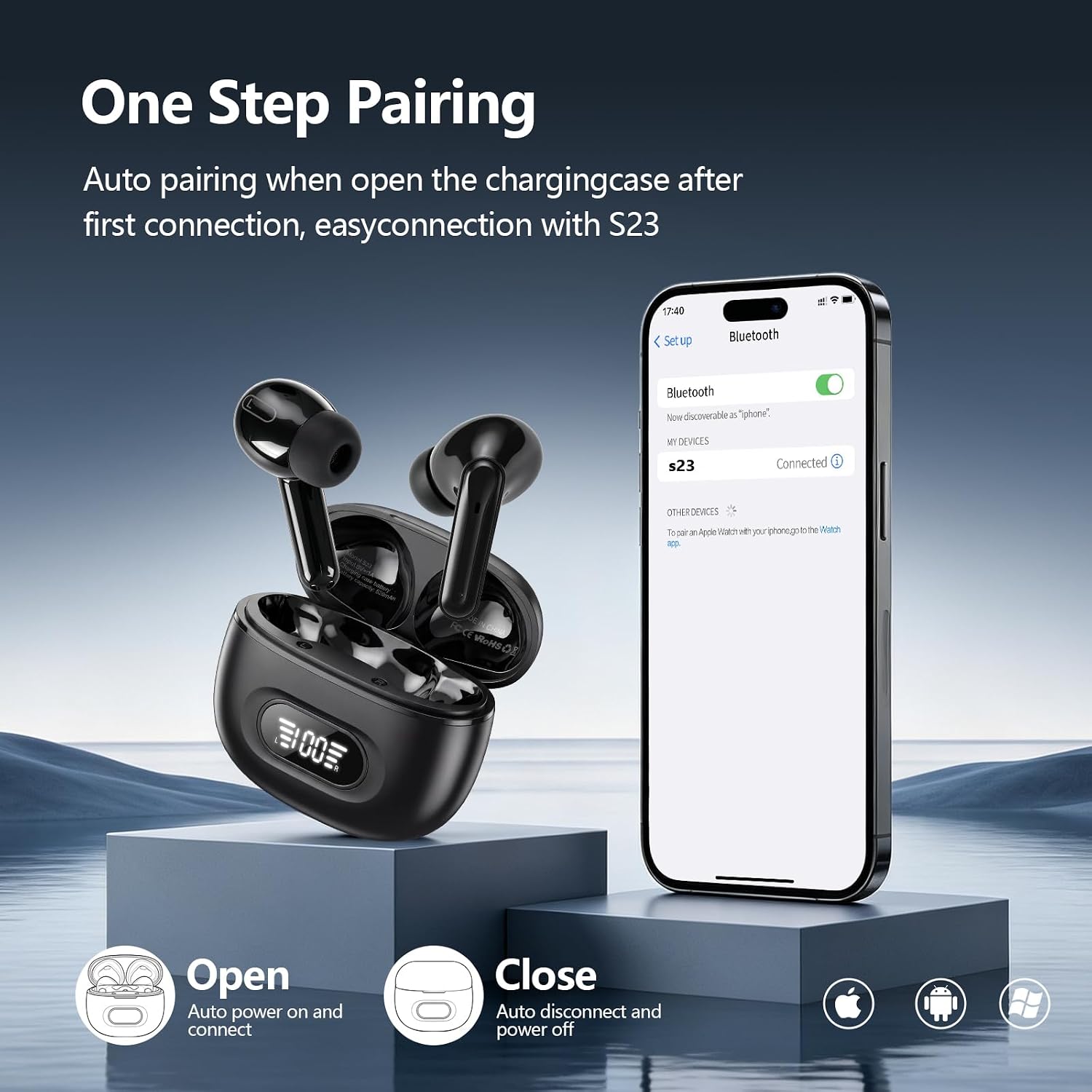 Bluetooth Kopfhörer, Kopfhörer Kabellos Bluetooth 5.3 In Ear Kopfhörer mit 4 ENC Noise Cancelling Mic, 72H Spielzeit Kabellose Kopfhörer Tiefer Bass Wireless Earbuds, IP7 Wasserdicht Ohrhörer – Bild 2