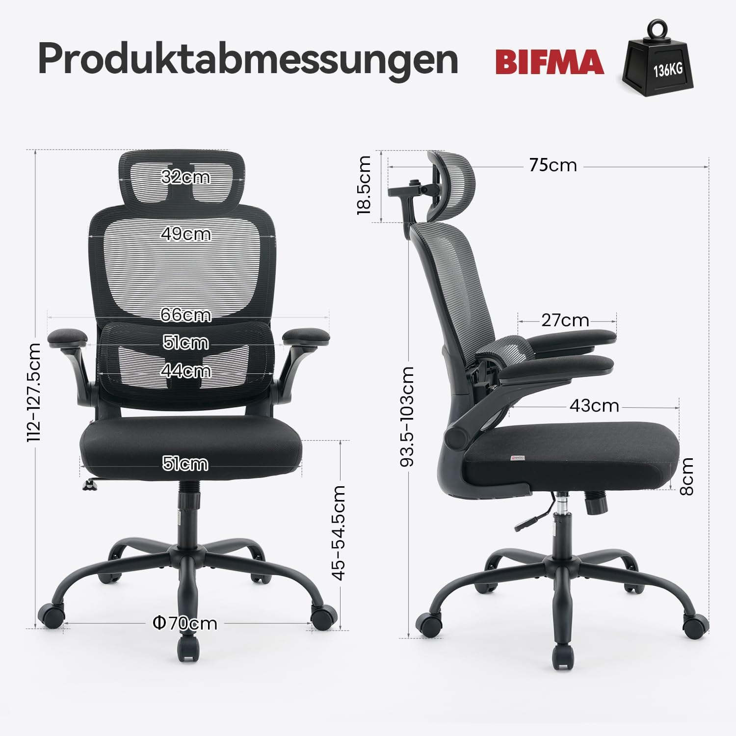 SIHOO M102C PRO Bürostuhl mit Lordosenstütze, Schreibtischstuhl Ergonomisch – Bild 2