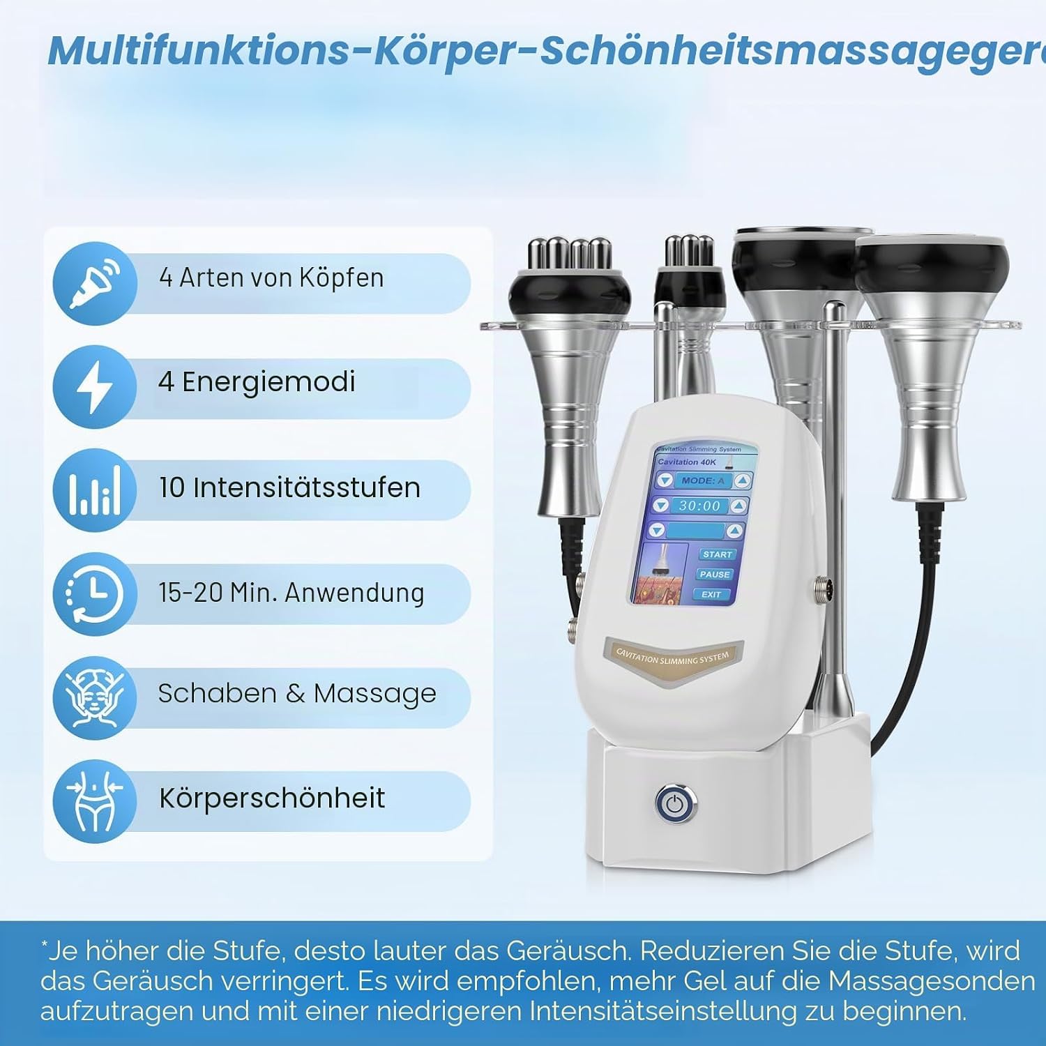 Cellulite Massagegerät 4 in 1 40K Kavitation & Radiofrequenz & Vakuum Gerät – Bild 6