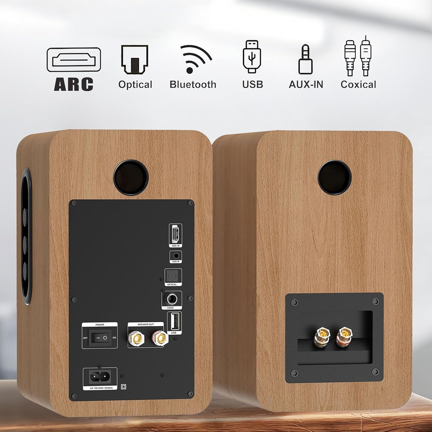 LONPOO Aktiv Regal-Lautsprecher Paar, 100W Aktivlautsprecher mit HDMI ARC – Bild 5