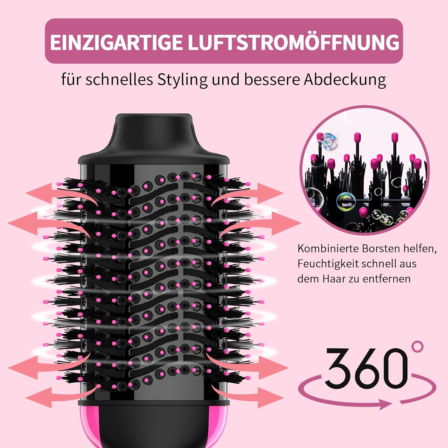 Sawop Warmluftbürste Rundbürstenföhn, Föhnbürste, Hairstyler Haartrockner Bürste in Einem, Verbessertes 4-in-1 Haartrockner und Styler Volumizer, Heißluftbürste, Haarglätter Bürste – Bild 5
