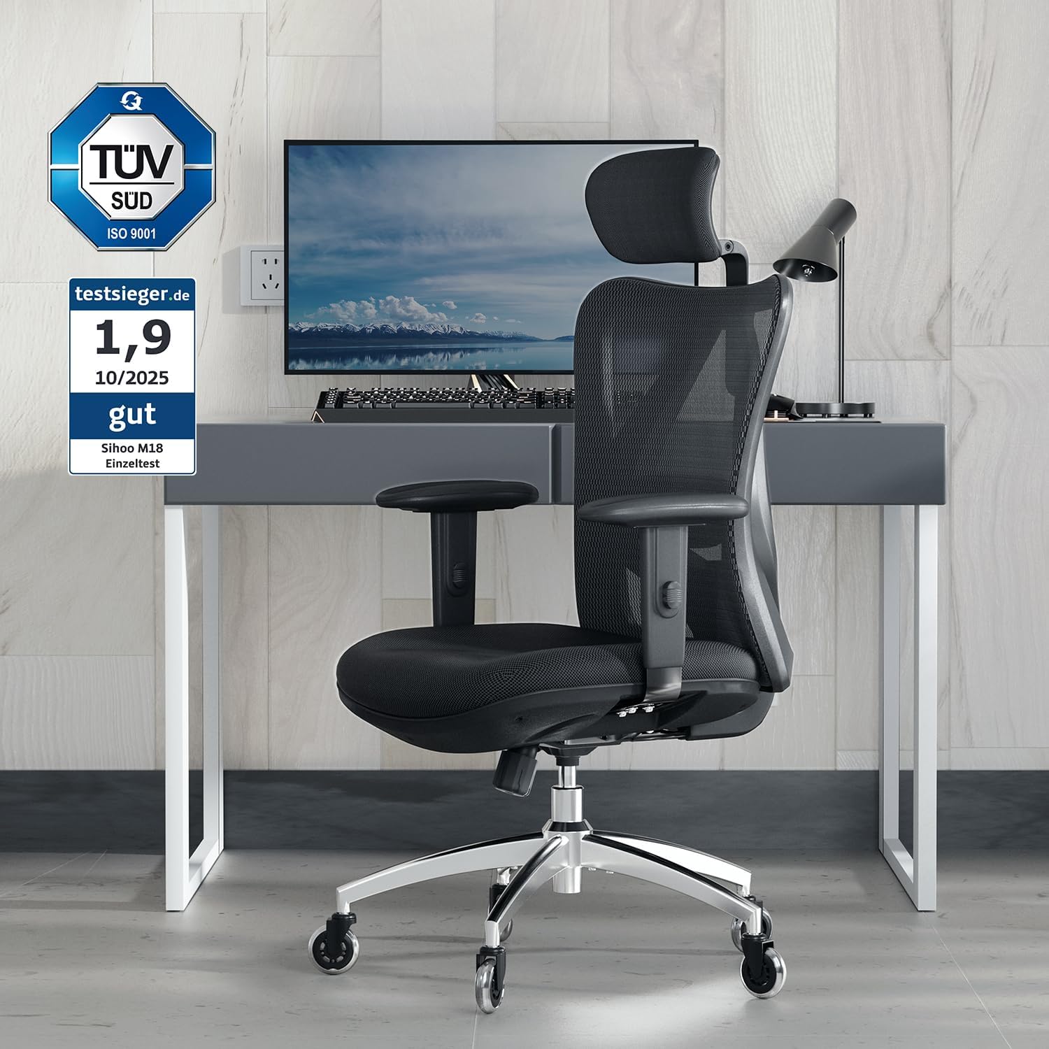 SIHOO M18 Ergonomischer Bürostuhl, verstellbare Lendenwirbelstütze, 330 lb – Bild 4