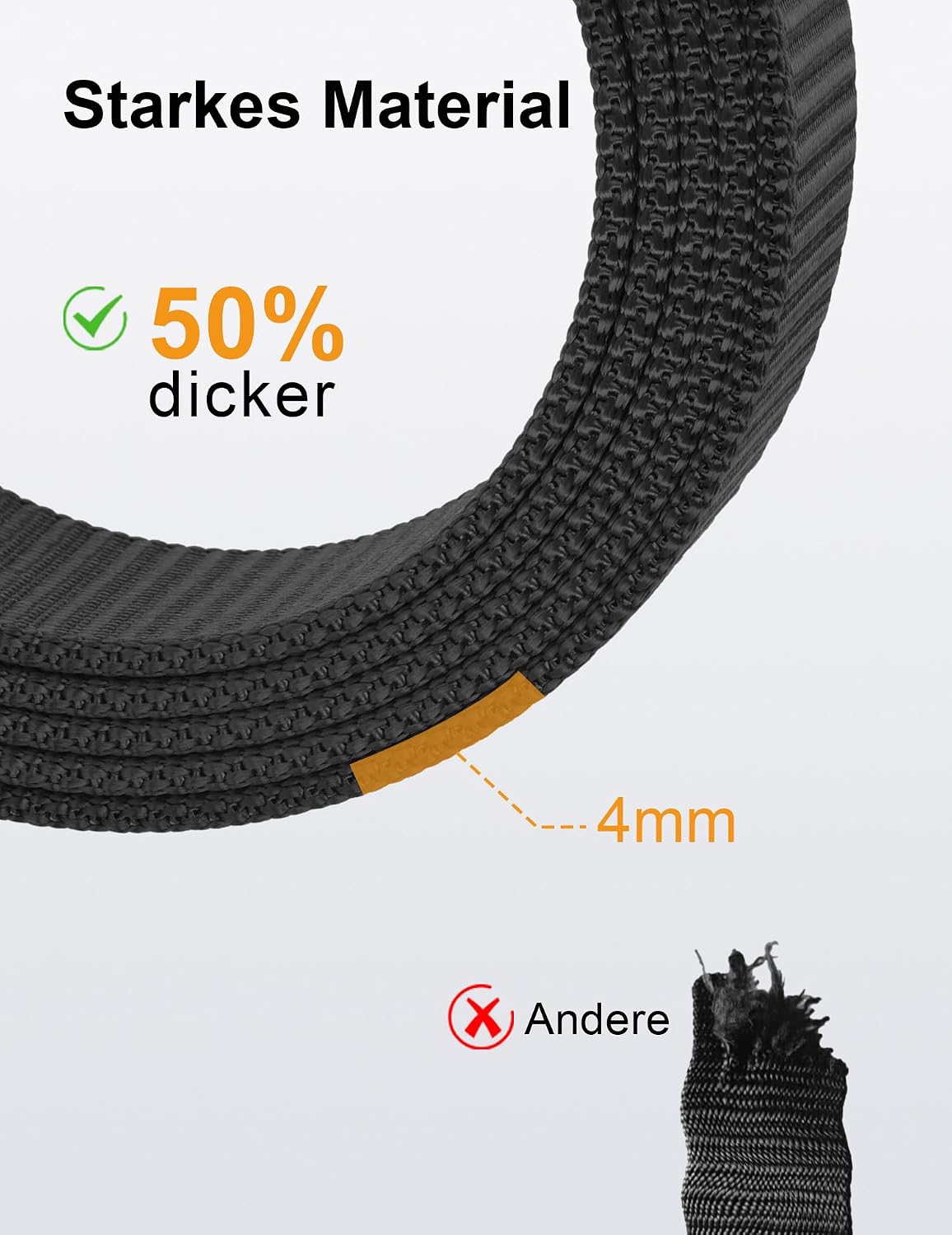 JUKMO Automatik Gürtel Herren, 3,8cm Nylon Ratsche Freizeit für Jeans – Bild 5