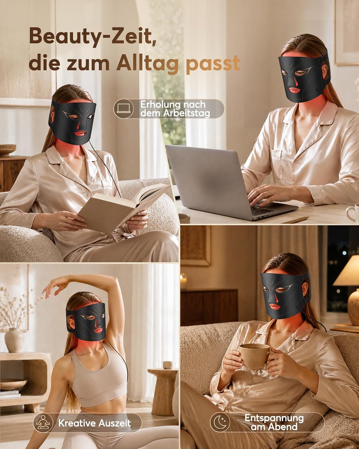 LED Maske Gesicht mit 4 Modi für Anti-Aging, Hautklärung – Bild 9