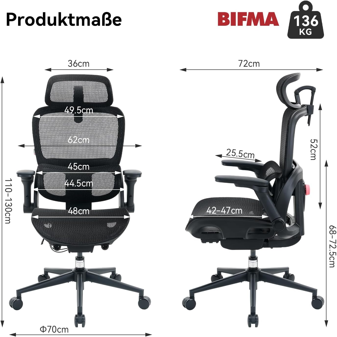 SIHOO B300 Pro Bürostuhl Ergonomisch mit 4D-verstellbare Lendenwirbelstütze – Bild 2
