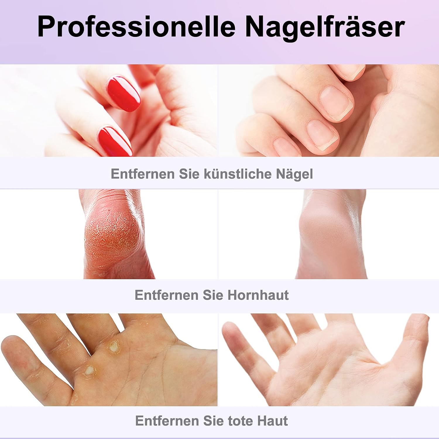COSLUS C20 Elektrischer Nagelfräser 35000 u/min kabellos 11 in 1, Lila – Bild 4