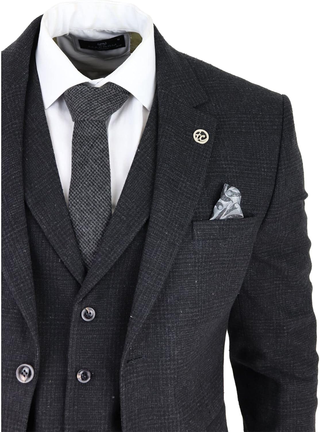 TruClothing.com Herrenanzug 3 Teilig Schwarz Kariert Vintage Retro Design 1920er Stil – Bild 6