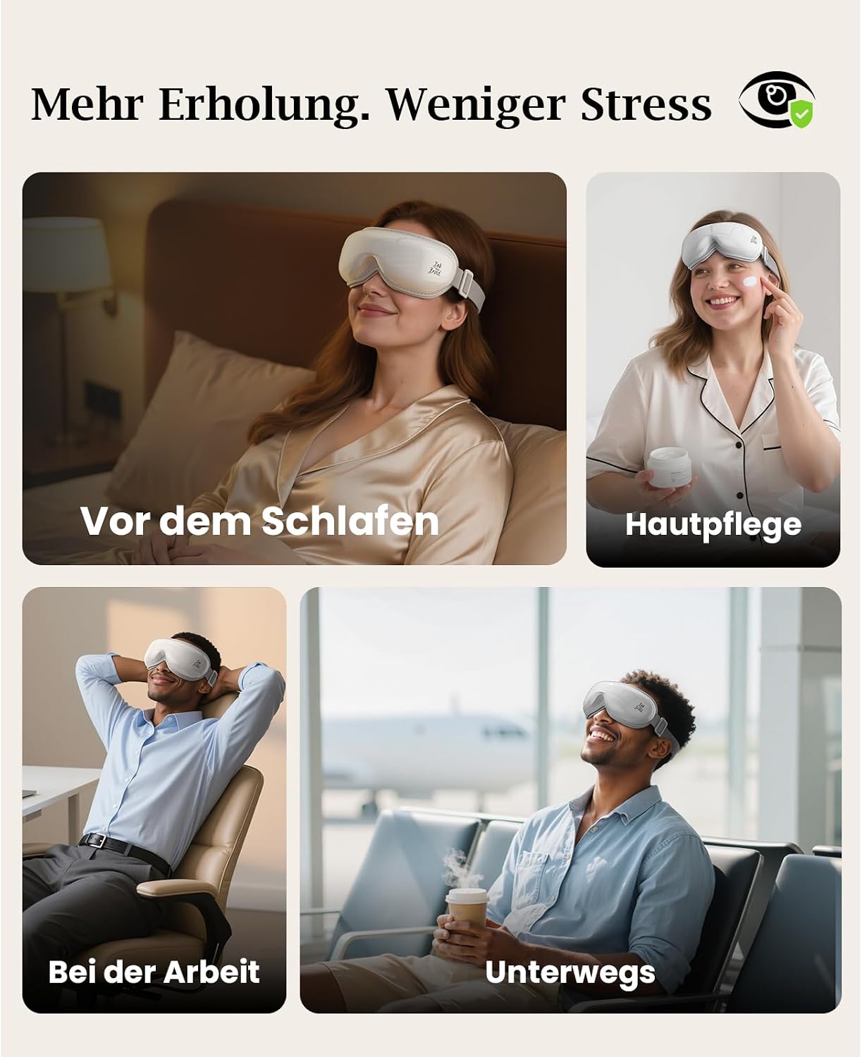 Bob and Brad Augenmassagegerät mit 40 & 45 °C Wärme, 3 Intensitätsstufen – Bild 4