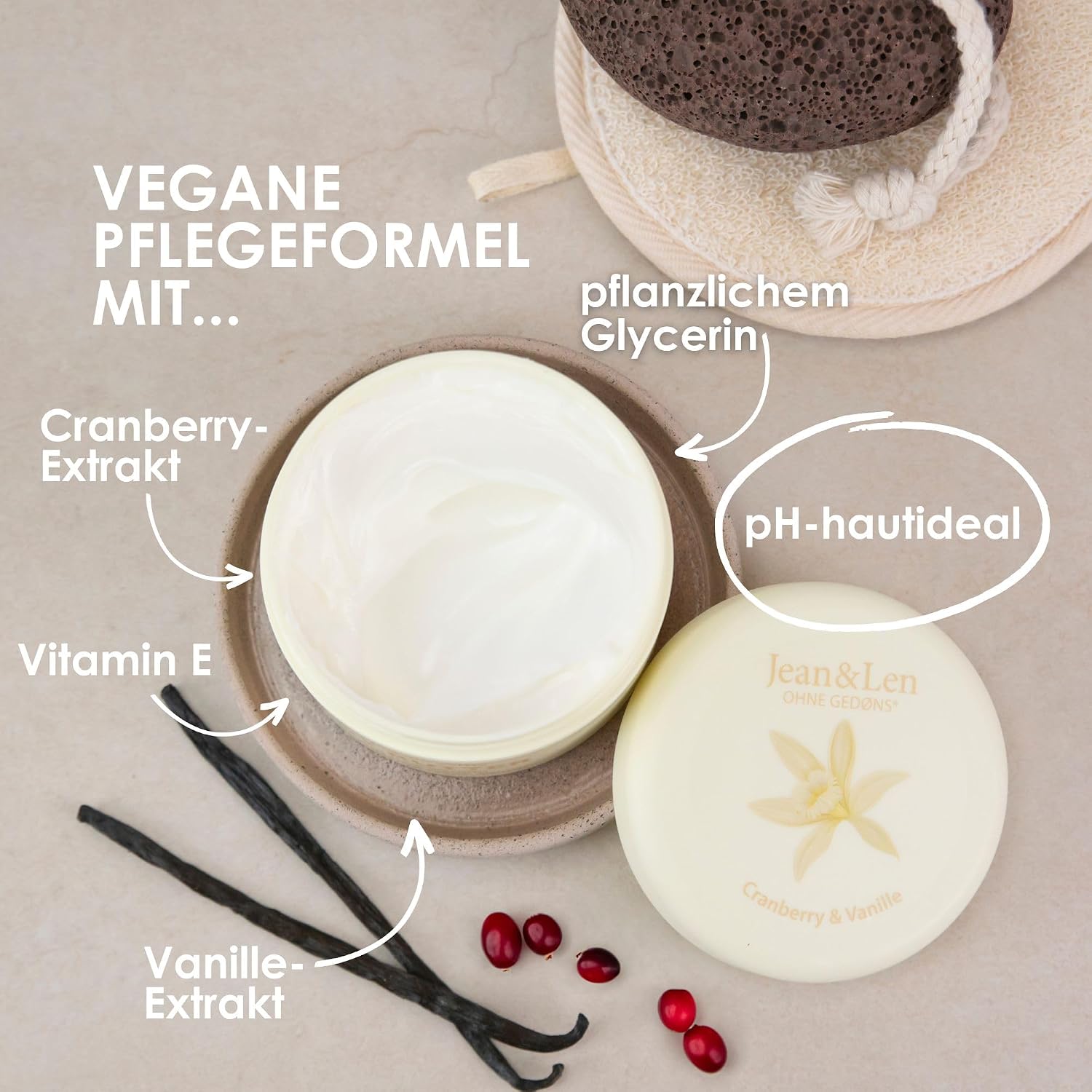 Jean & Len Body Butter Cranberry & Vanille, vegan, 200 ml – Bild 4