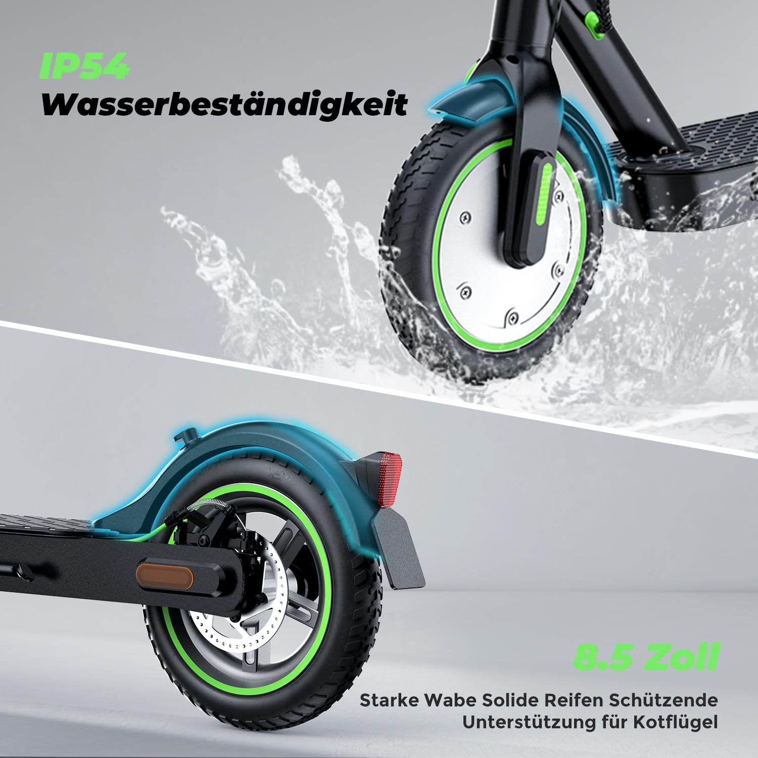 isinwheel S9Pro E Scooter mit Straßenzulassung, 350W Motor E Roller, 7.5Ah Akku bis 30km Reichweite, 8.5 Zoll Reifen, APP & LED-Display, Elektroscooter für Erwachsene – Bild 7