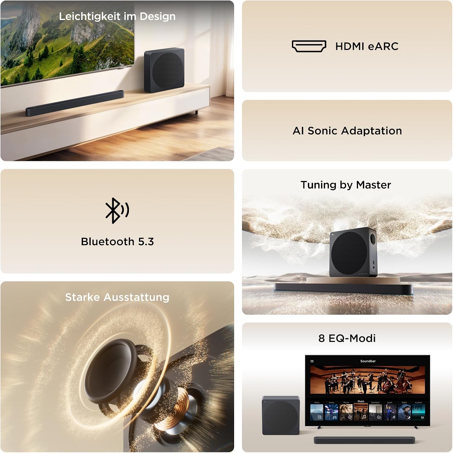 TCL A65K 3.1.2-Kanal-Soundbar für TV mit Subwoofer, Dolby Atmos – Bild 3