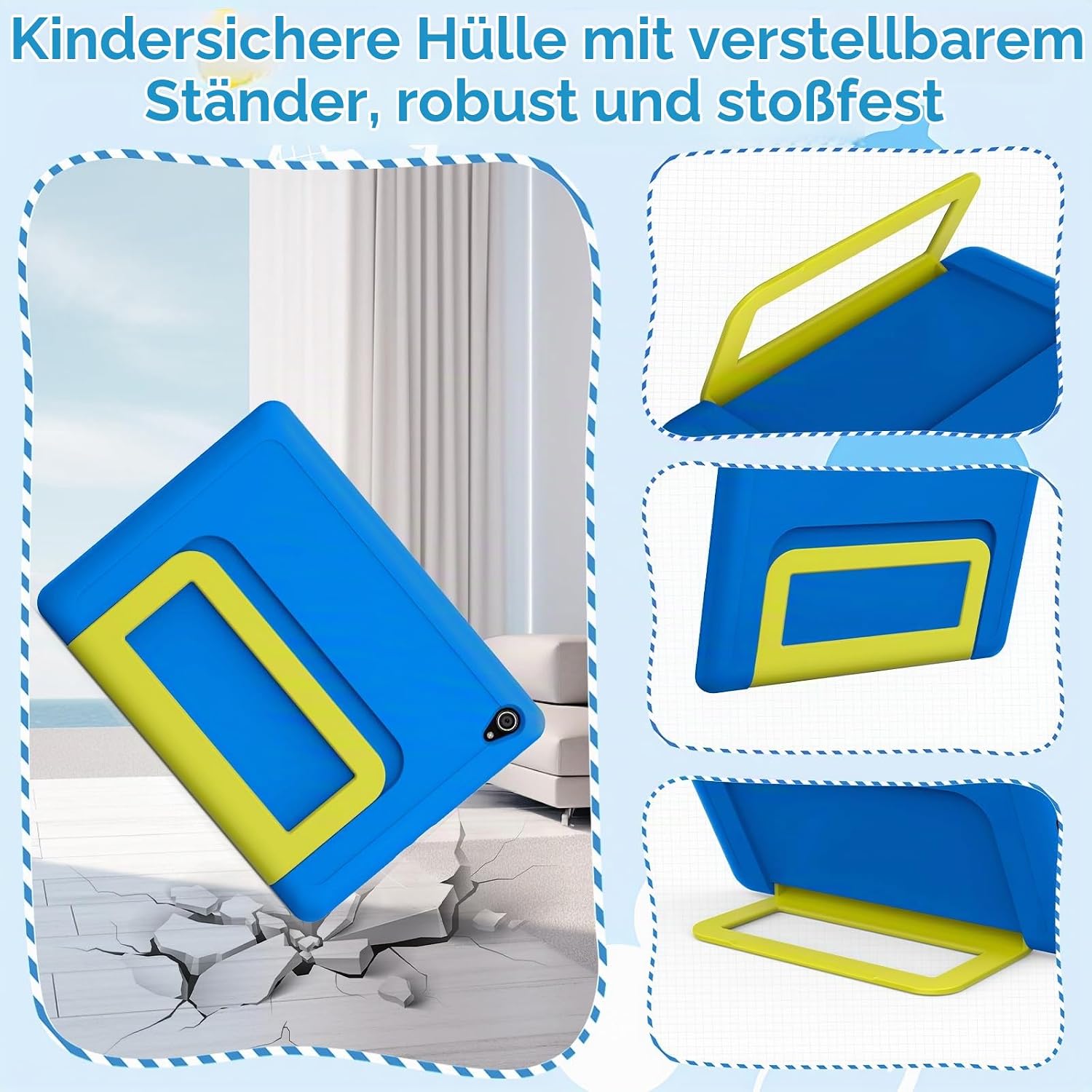 Kinder Tablet 10 Zoll, Android Tablet für Kinder mit 20 GB RAM+64GB ROM(TF 1TB), Octa Core, Wi-Fi 6G, Widevine L1, 5000mAh, Type-C, Sturzsicherer Schutzhülle Blau – Bild 6