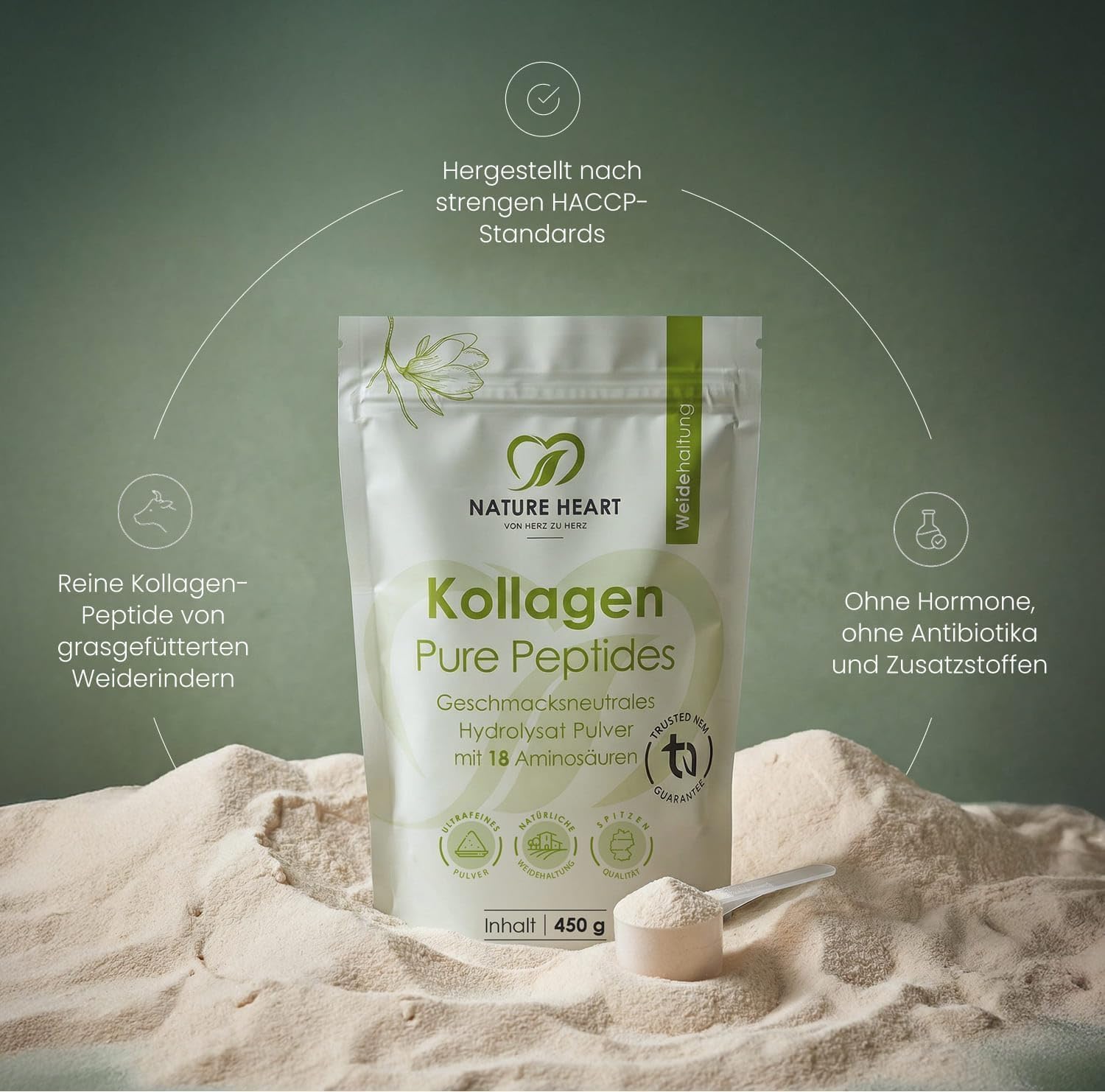 Nature Heart Kollagen Pure Peptides Pulver 4 Stück - 1800g – Bild 2