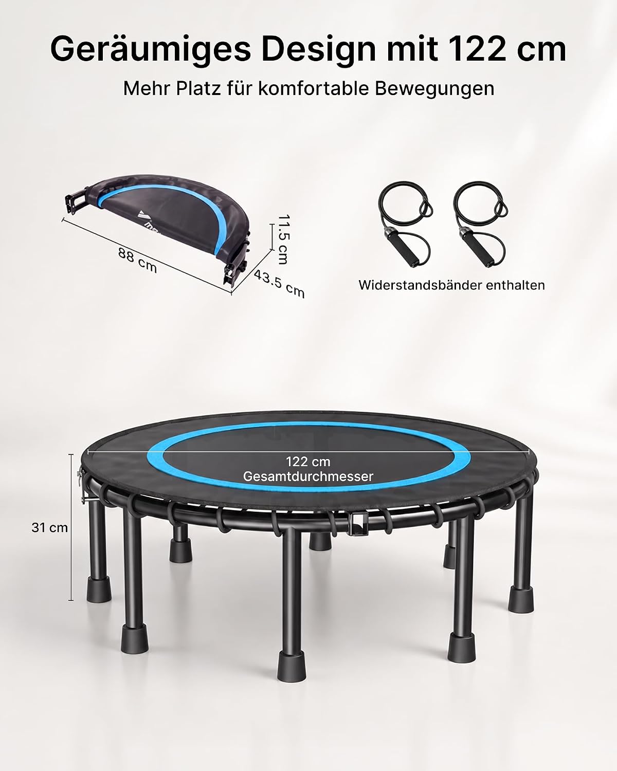 MERACH Trampolin Indoor Ø102/122cm, Klappbar Trampolin für Erwachsene – Bild 7