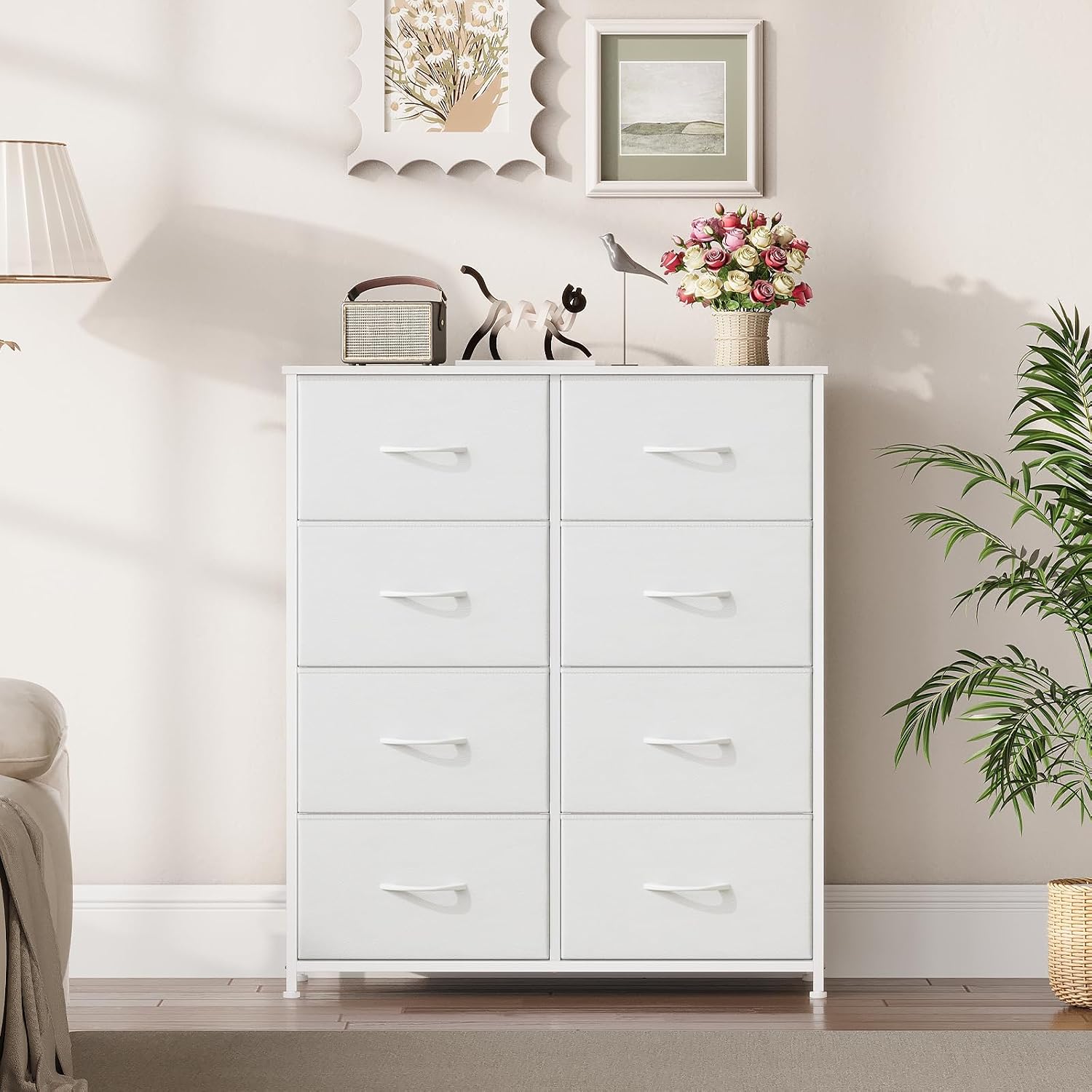 Somdot Kommode mit 8 Stoffschubladen, Schlafzimmer, Weiß – Bild 4