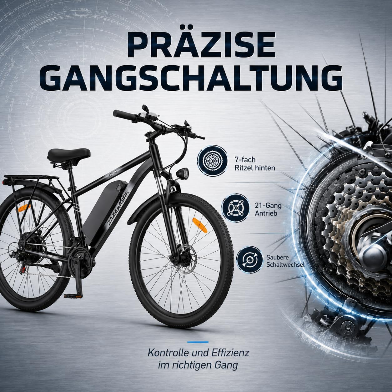E-Bike Mountainbike CF29, Weißgrün 48V15AH Akku – Bild 5