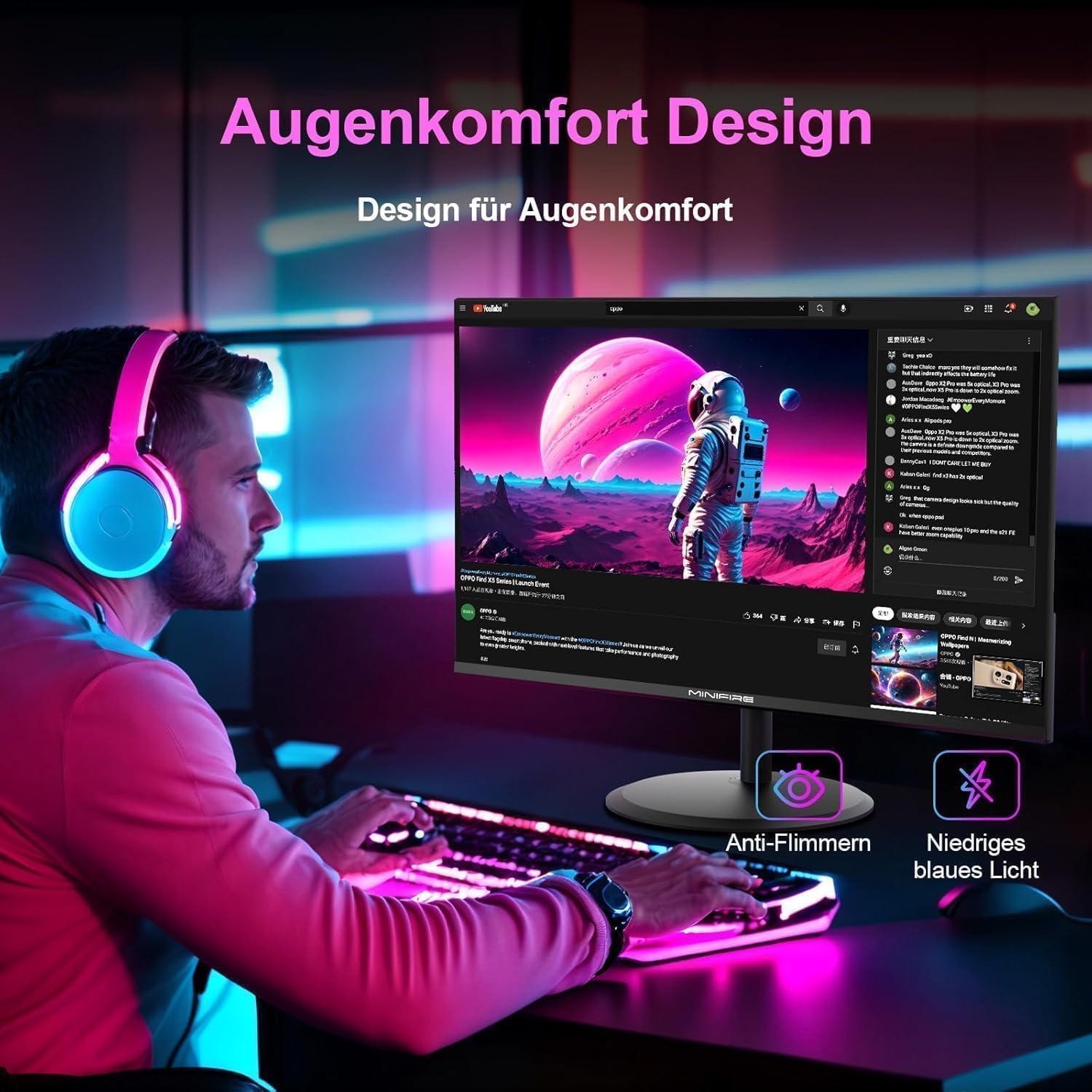 Minifire Monitor 24 Zoll, USB-C PC Monitor, FHD 100Hz, IPS,4000:1 Kontrast – Bild 7