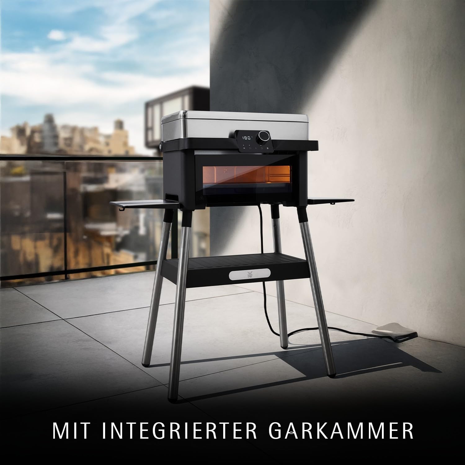 WMF Profi Plus Urban Master Elektrogrill Standgrill – Grill elektrisch bis 340°C, integrierter Backofen bis 200°C, Elektrogrill mit Deckel für Balkon & draußen, 2-in-1 Balkongrill mit Gusseisenplatten – Bild 3