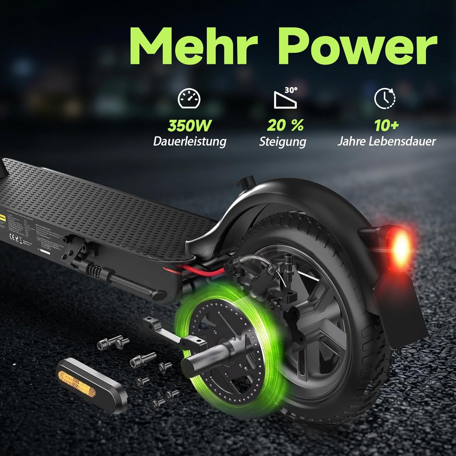 E Scooter mit Straßenzulassung Max 30 km Reichweite mit App,8.5 Zoll Elektroroller mit Wabenreifen Duales Bremssystem 20km/h, E Roller bis 120kg für Herren Damen – Bild 3
