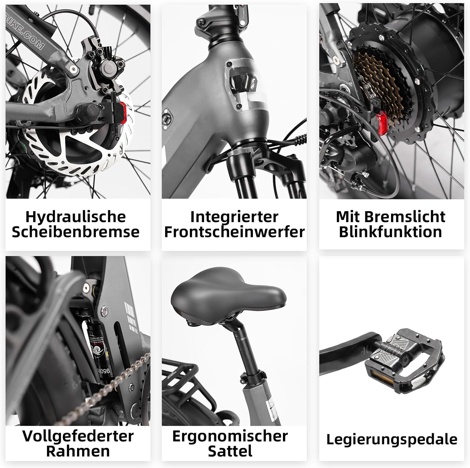 TTGO F7 E-Bike Klapprad 20 Zoll, vollgefedertes Fatbike mit Tiefeinstieg – Bild 4