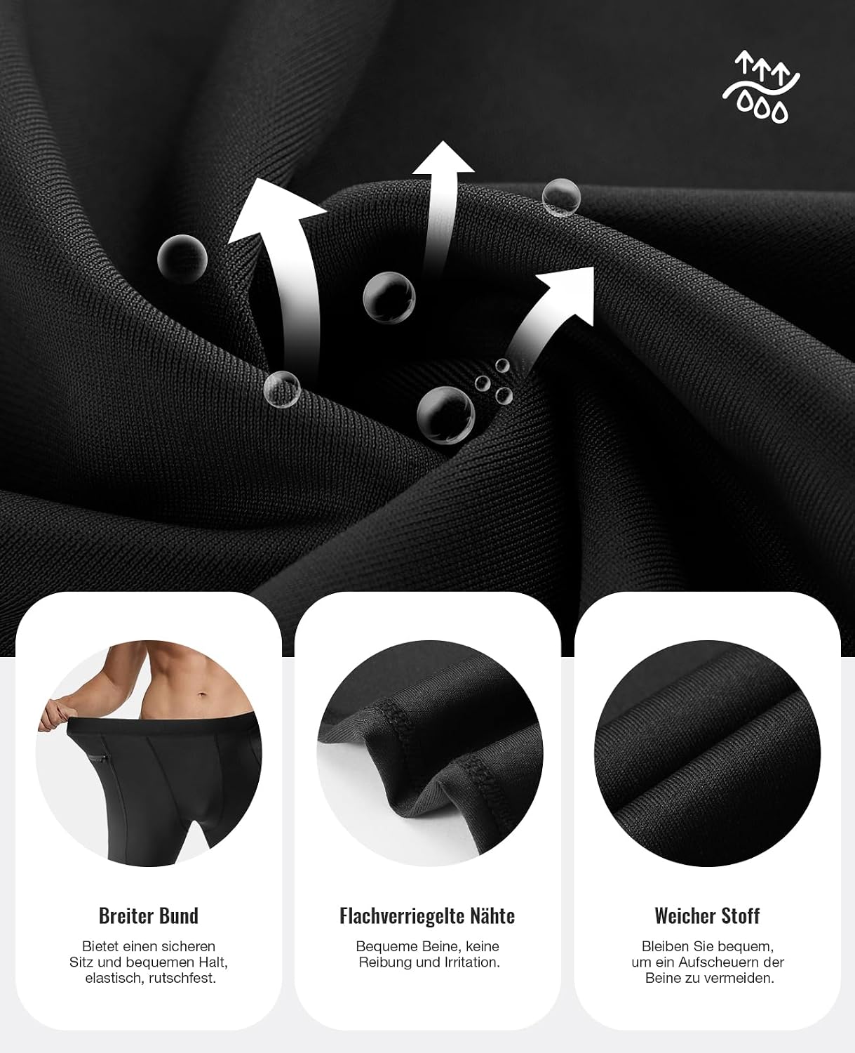 Niksa Sport Leggings männer 2er Pack,Laufhose Tight Lange Unterhose Quick Dry Kompression Hose für Fitness Gym Joggen – Bild 5