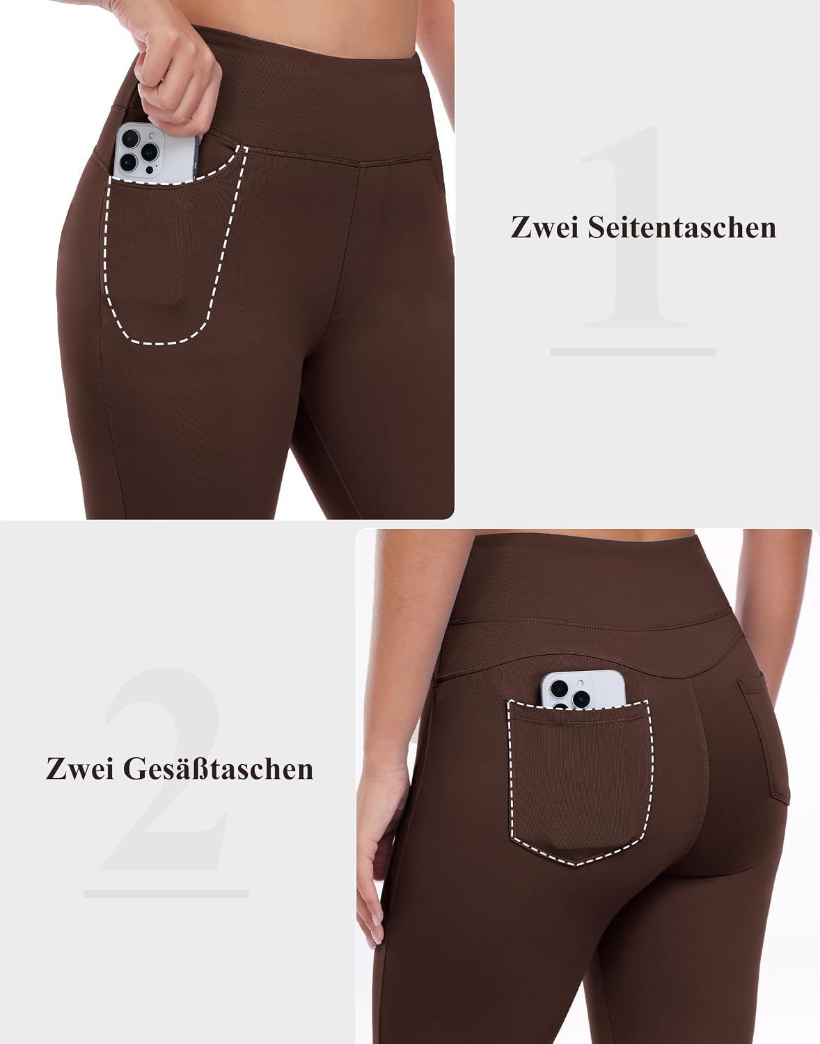 Yogahose Damen Thermo Bootcut Hose Winter Sporthose mit Taschen – Bild 5