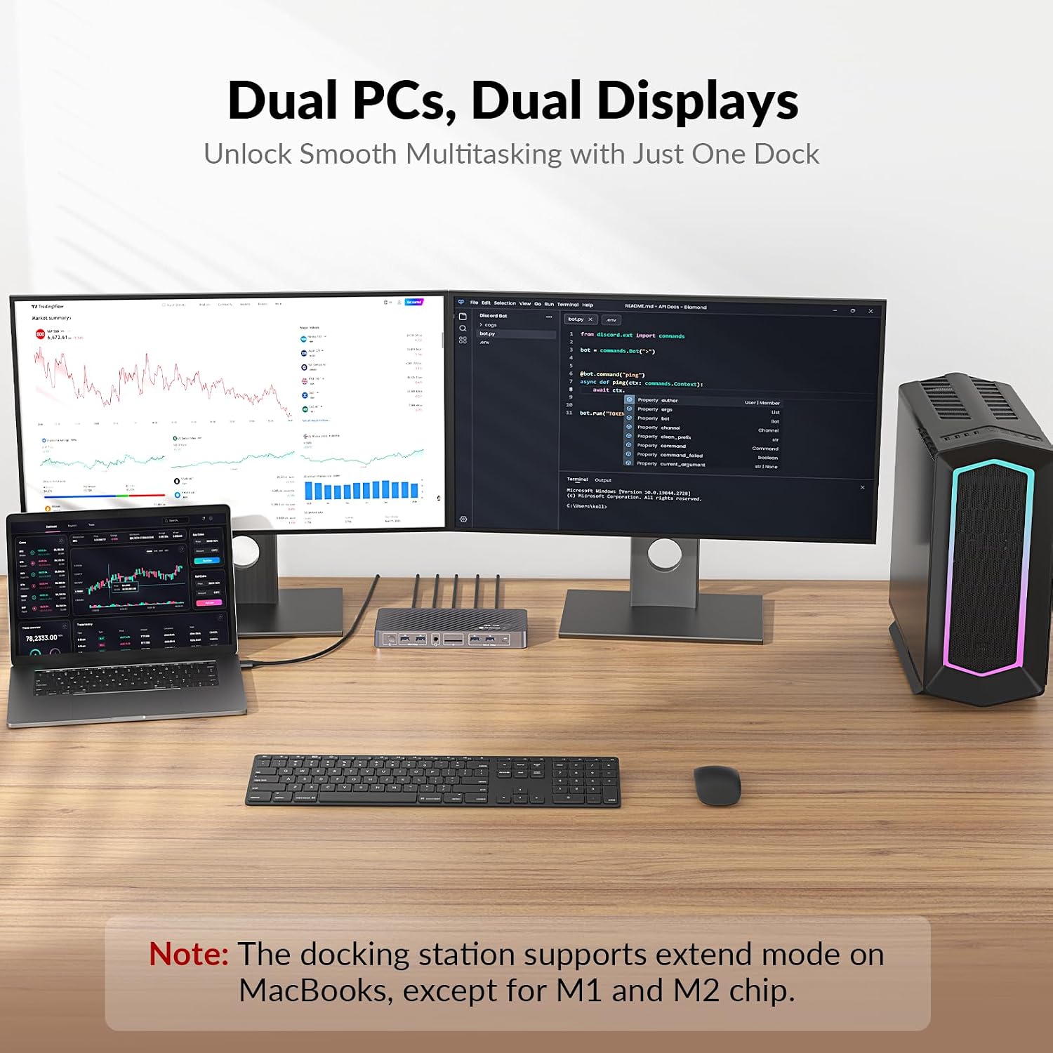 AV Access Docking Station KVM Switch für MacBook USB-C KVM-Switch für 2 Monitore und 2 Computer, 4K Dual HDMI Displays, Wechsel zwischen Laptop+Desktop, Ethernet,100W Power Delivery, EDID Emulation – Bild 7