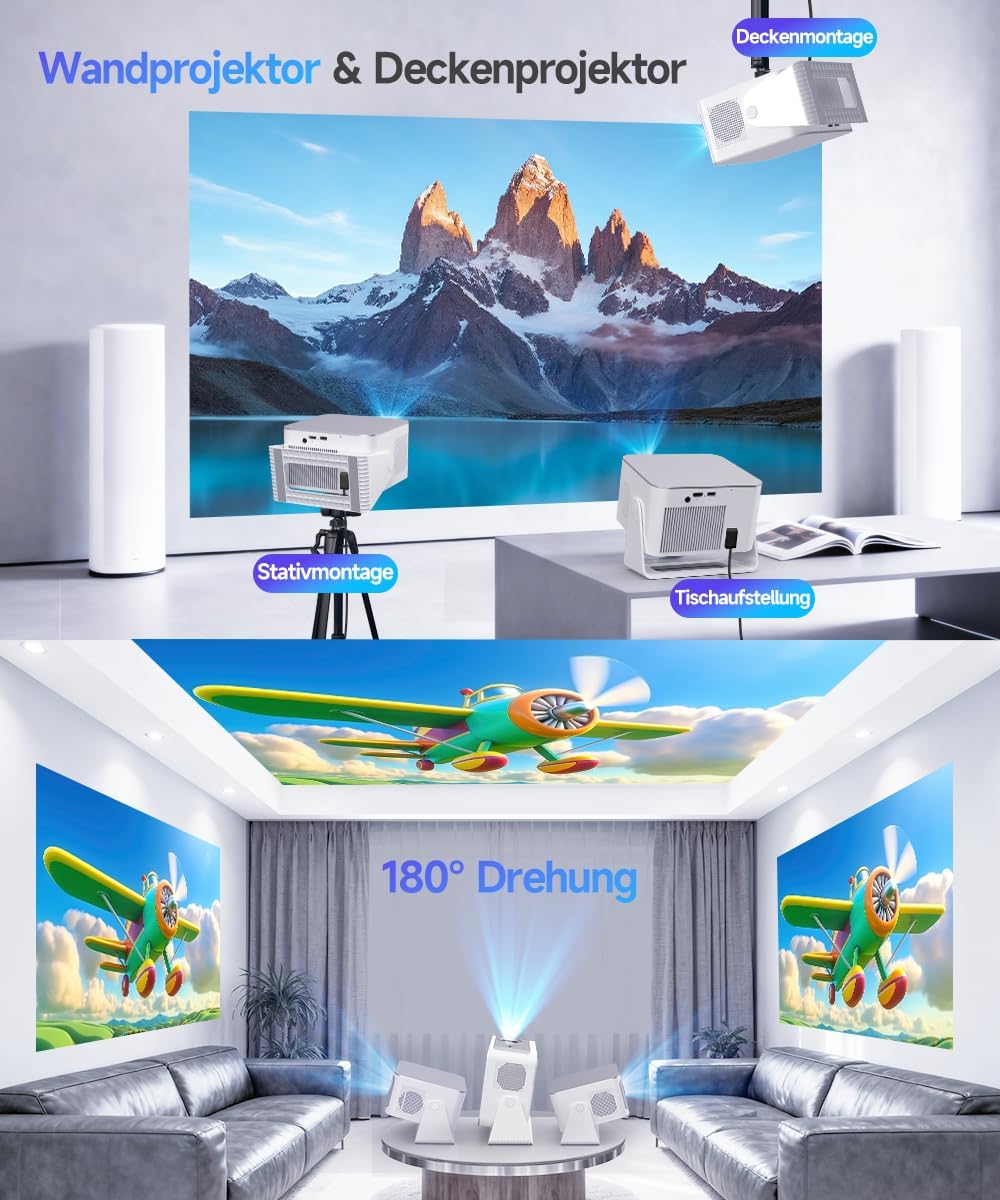 Mini Beamer Projektor 4K/8K Unterstützt, Native 1080P 600 ANSI für Heimkino – Bild 8