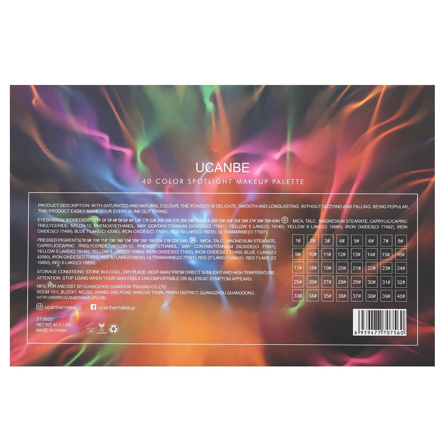 UCANBE Spotlight Lidschatten Palette Bunt 40 Farben – Bild 9