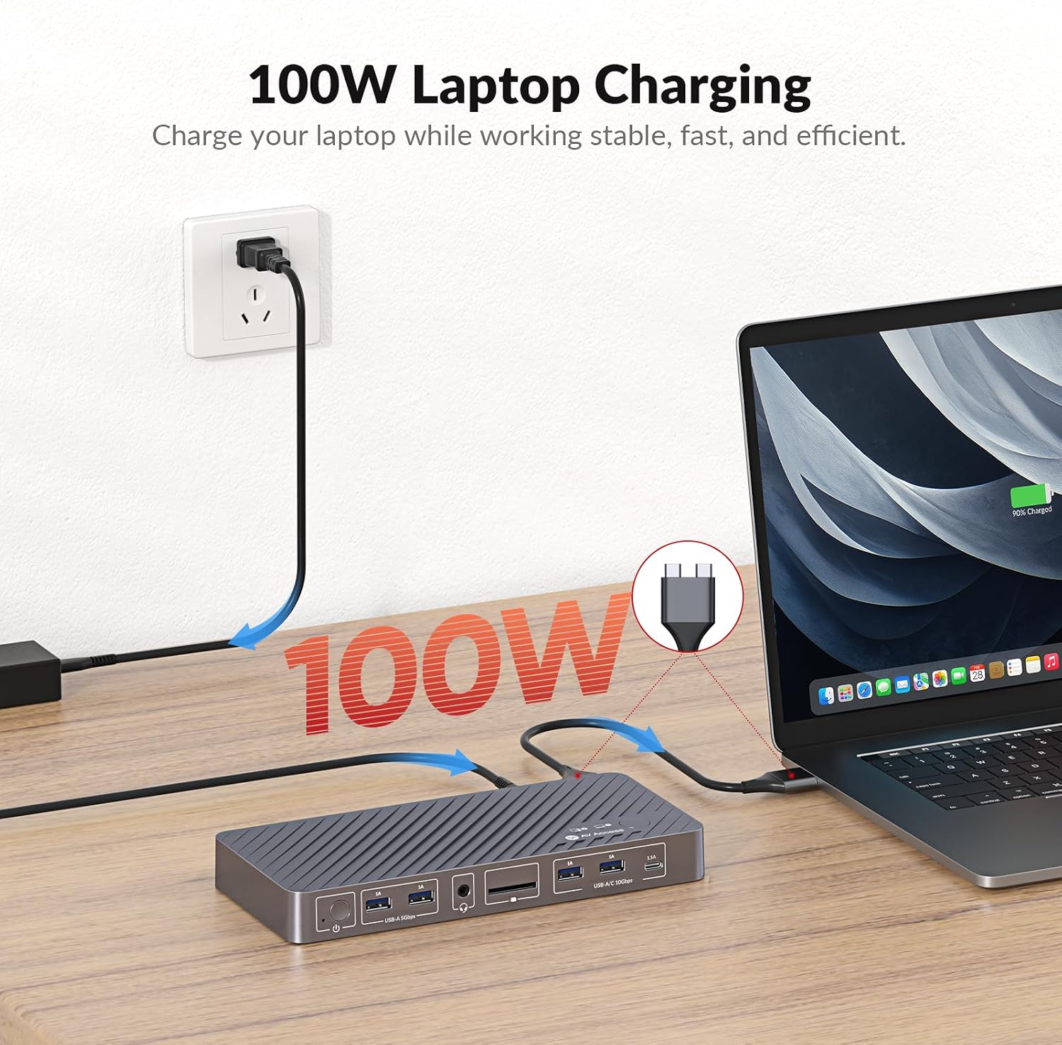 AV Access Docking Station KVM Switch für MacBook USB-C KVM-Switch für 2 Monitore und 2 Computer, 4K Dual HDMI Displays, Wechsel zwischen Laptop+Desktop, Ethernet,100W Power Delivery, EDID Emulation – Bild 6