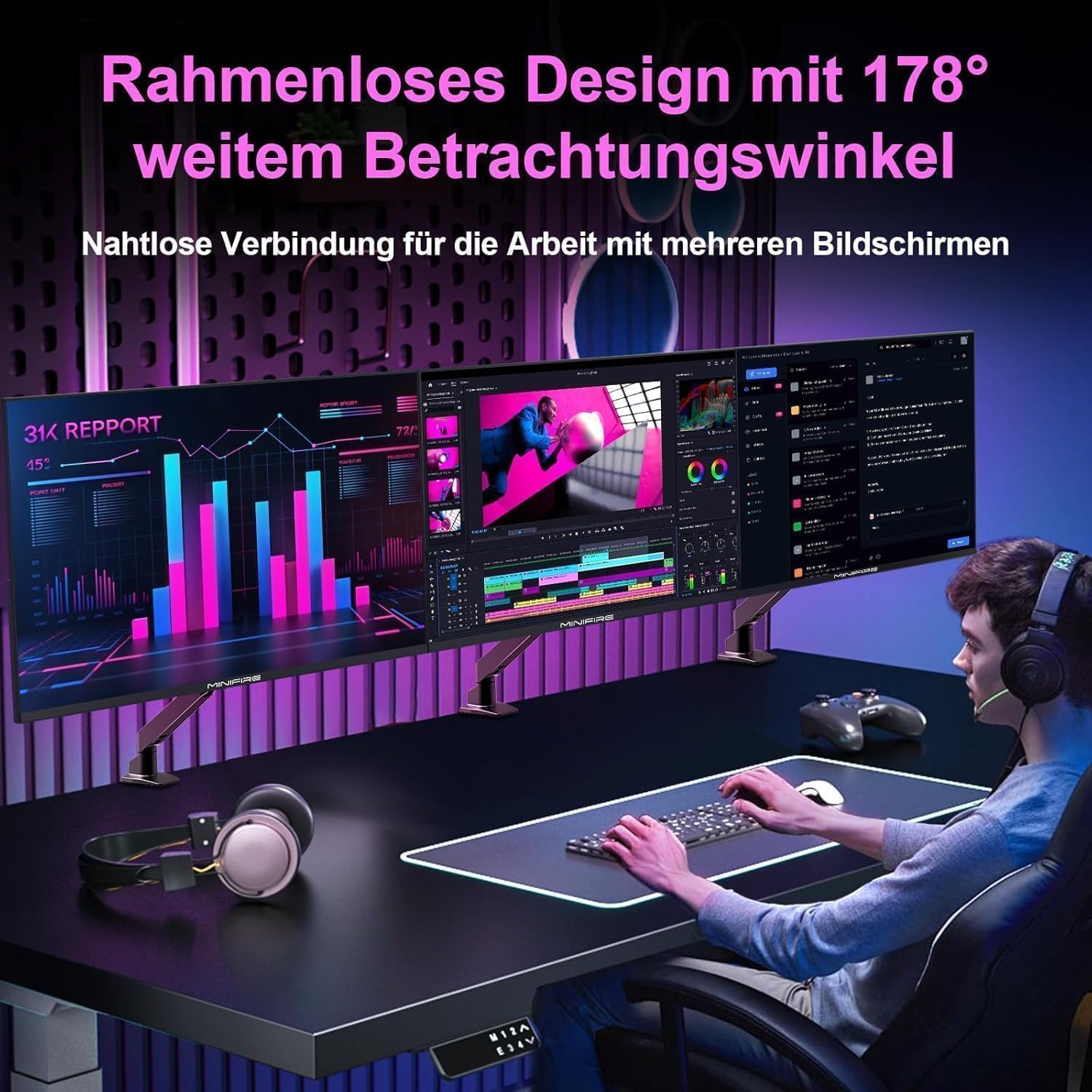 Minifire Monitor 24 Zoll, USB-C PC Monitor, FHD 100Hz, IPS,4000:1 Kontrast – Bild 6
