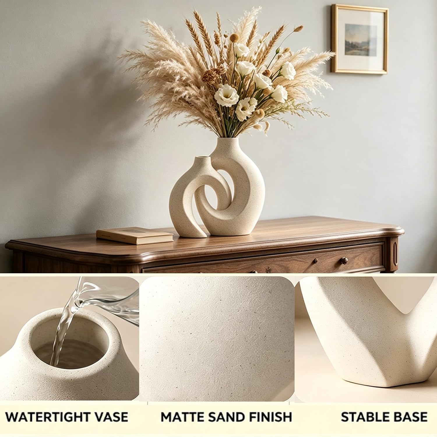 Keramik Vase, SUKIYPO 2er Set Moderne Hohle Vasen, Nordische Vasen Deko – Bild 6