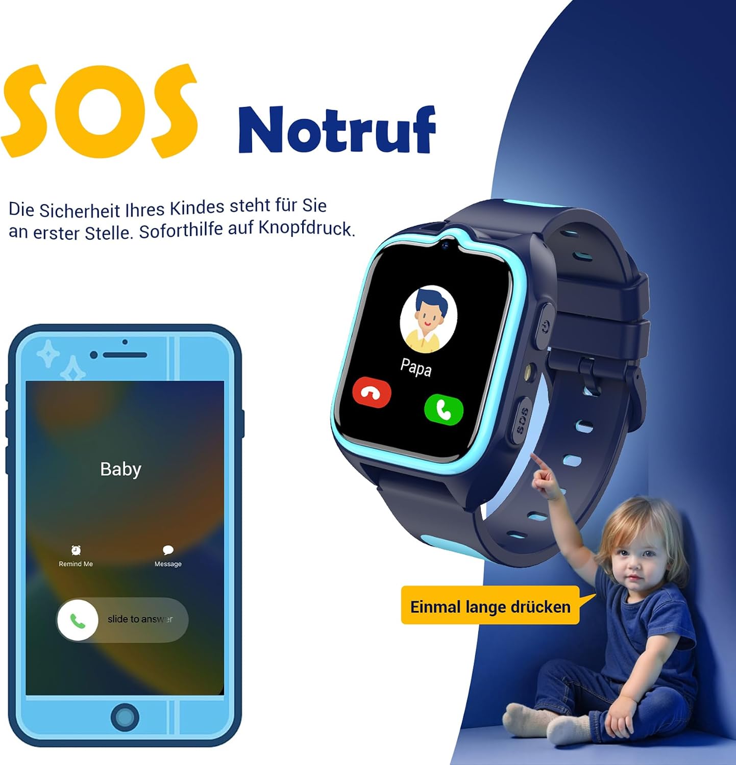 Blackview Smartwatch Kinder, GPS, Kann SIM-Karte einstecken, Uhr mit 4G Videoanrufe, SOS Notruf, Telefonanruf, Sprachchat, SMS, Schulmodus, Schrittzähler, Kinderuhr für Junge und Mädchen – Bild 4