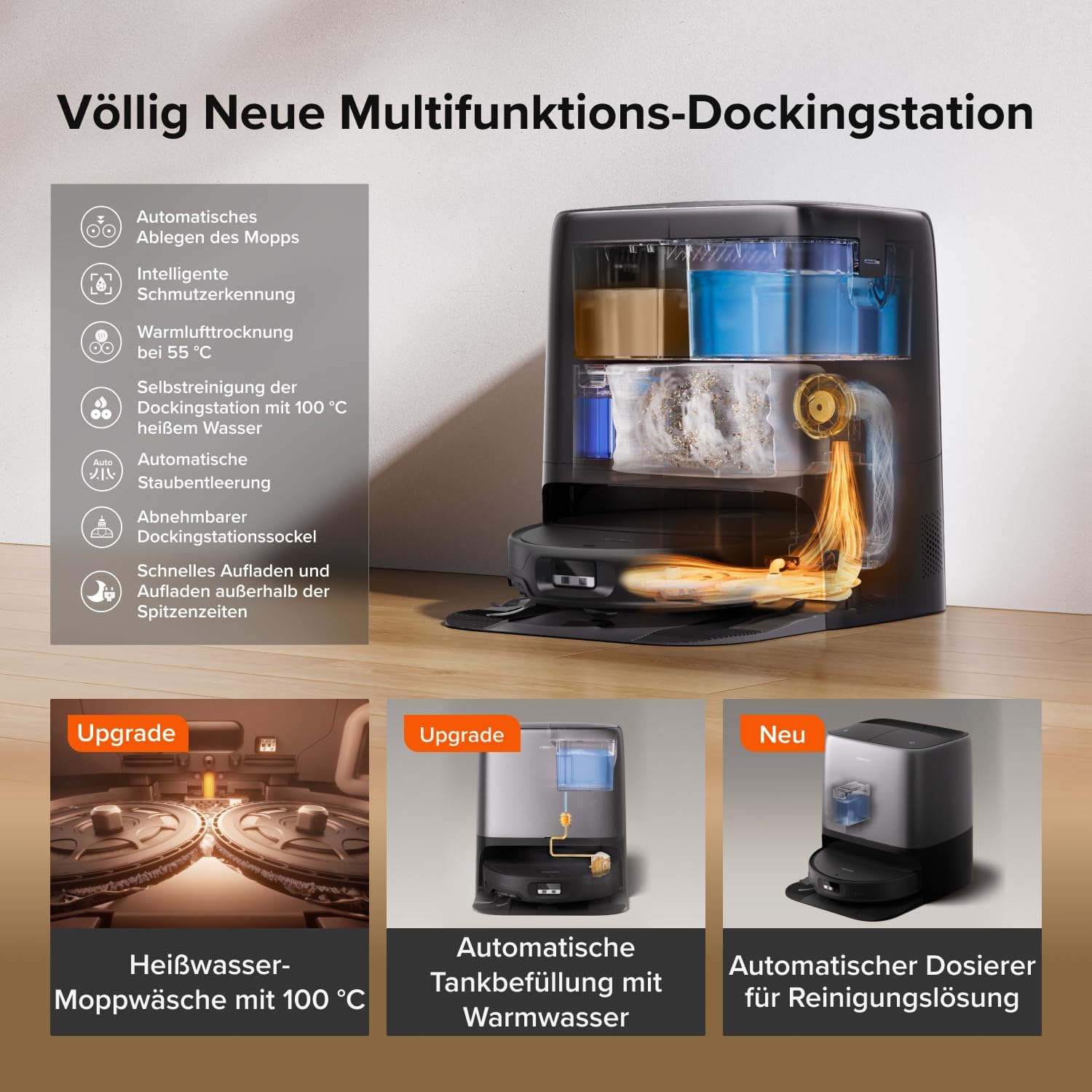 roborock Saros 20 Neo Saugroboter mit Wischfunktion, 36.000 Pa Saugkraft – Bild 7