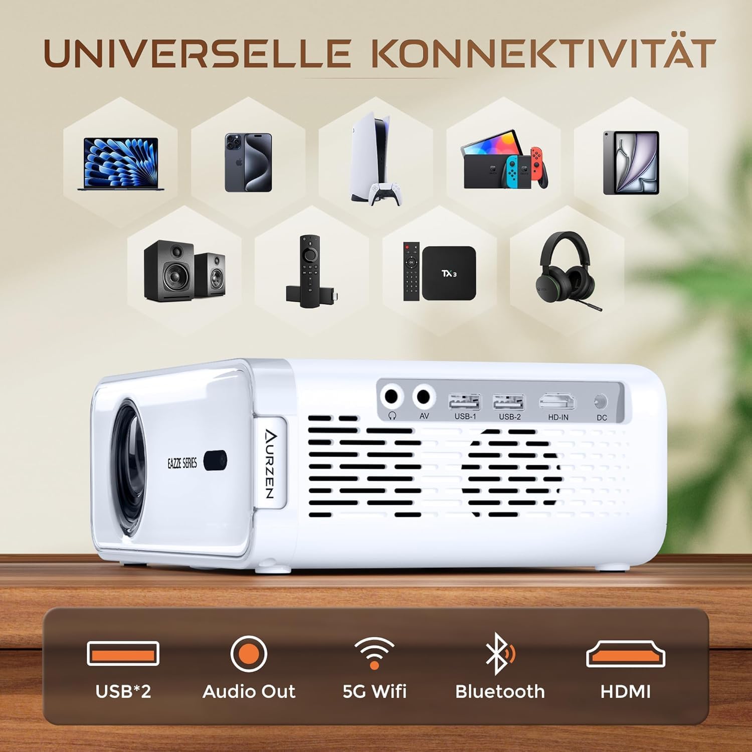 Aurzen EAZZE D1 Smart Beamer Heimkino mit Netflix & Dolby, 1080P – Bild 8