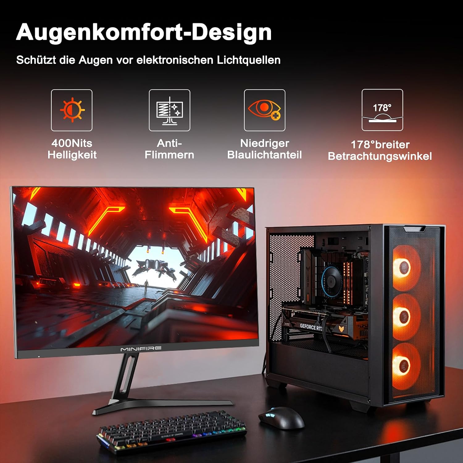 Minifire Gaming Monitor 27 Zoll,WQHD(2560×1440P),200Hz, Schnelles IPS Panel – Bild 7