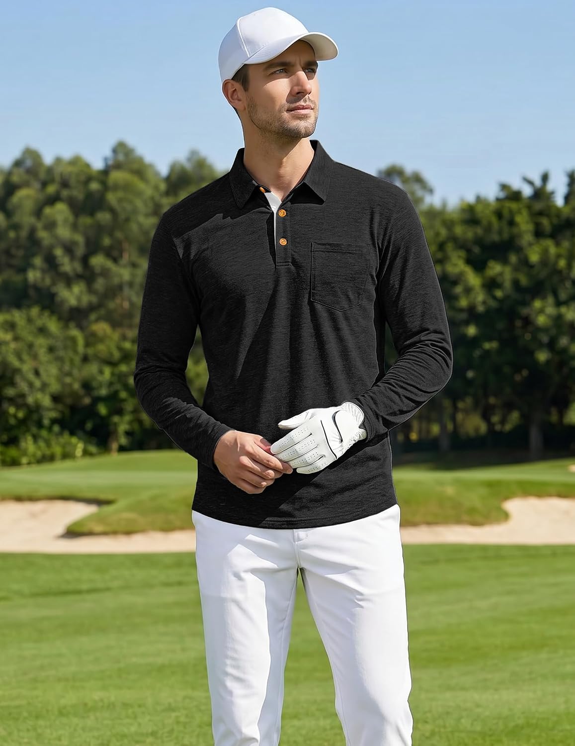 TARAINYA Herren Poloshirt Langarm Baumwolle mit Brusttasche M-4XL – Bild 3