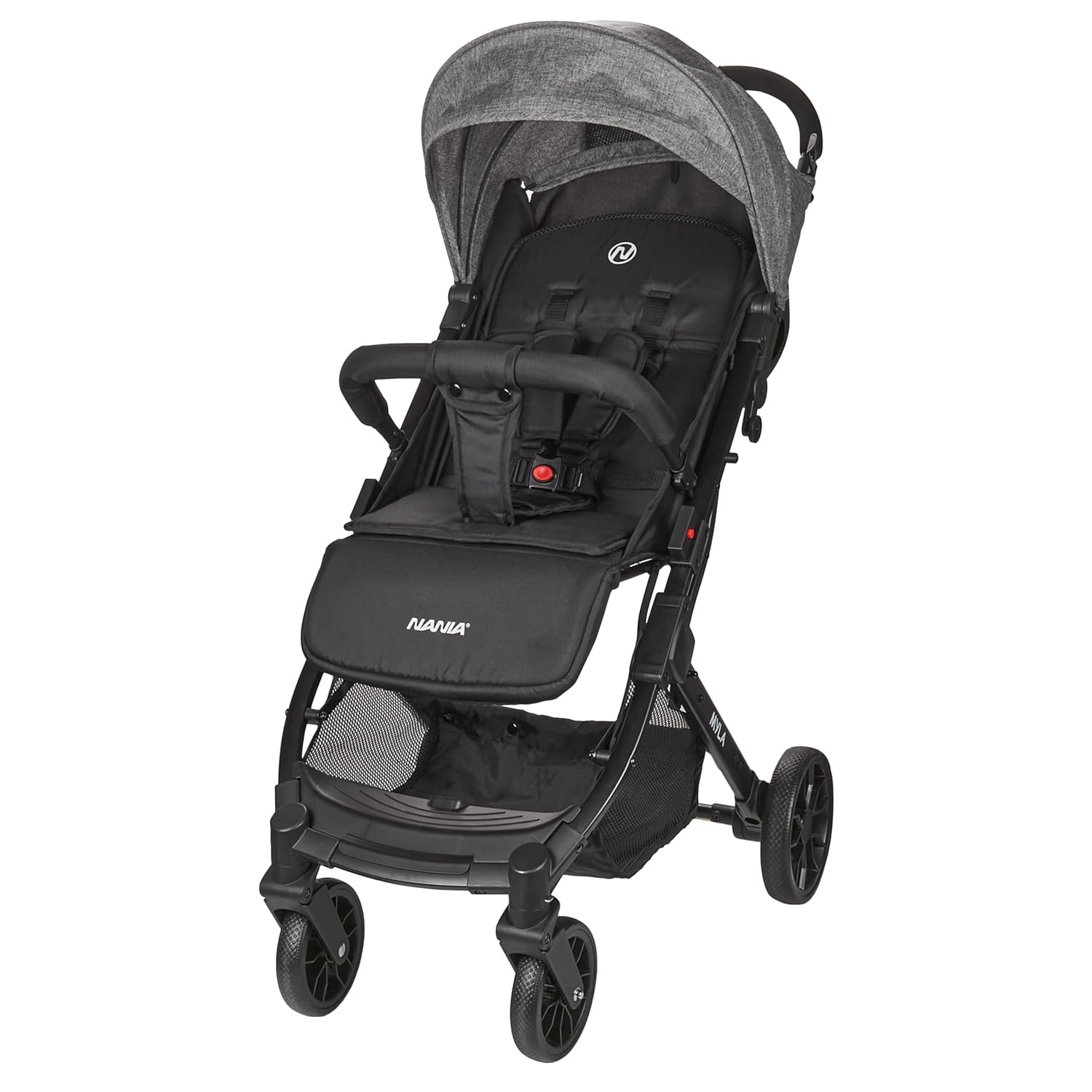 Nania Myla, kompakter Buggy, 0 bis 4 Jahre (22 kg max), leicht (7,5 kg), Stadt-Kinderwagen, mit einer Hand neigbar in Liegeposition, großer Aufbewahrungskorb, mit Transportwagen – Bild 2