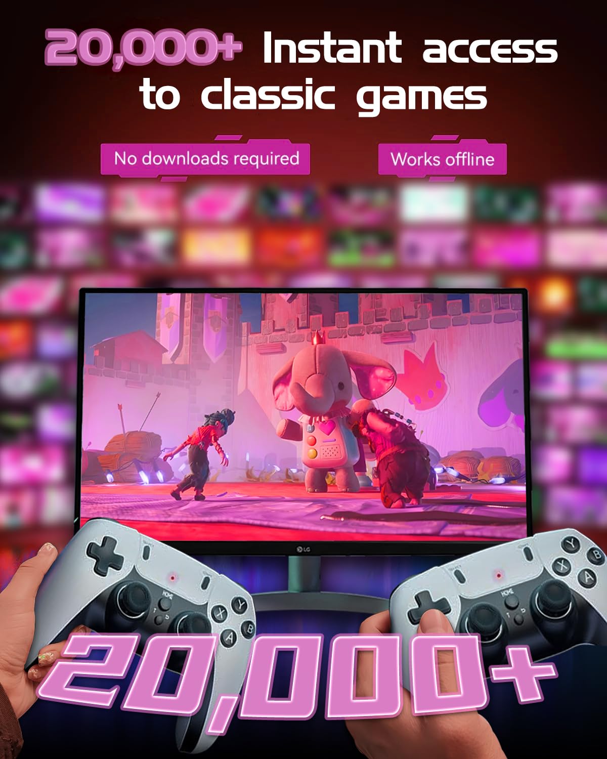 XYELLOWICON Retro-Spielkonsole 2026 mit 20.000+ Spielen, 4K HDMI TV-Stick, 64 GB Speicher, 2 kabellose Controller, 30+ Emulatoren, Plug & Play – Ideal als Geschenk für Jung und Alt – Bild 2