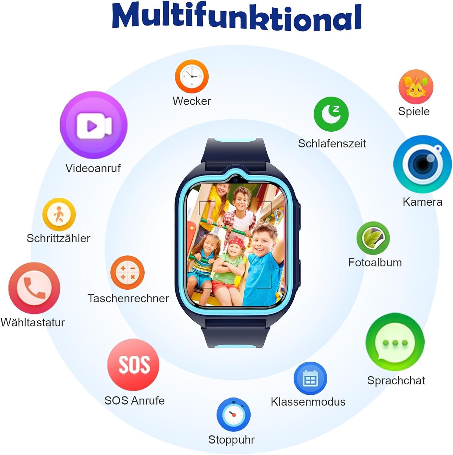 Blackview Smartwatch Kinder, GPS, Kann SIM-Karte einstecken, Uhr mit 4G Videoanrufe, SOS Notruf, Telefonanruf, Sprachchat, SMS, Schulmodus, Schrittzähler, Kinderuhr für Junge und Mädchen – Bild 8