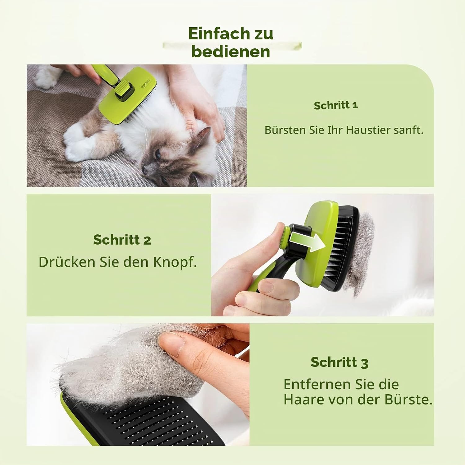 pecute Hundebürste Katzenbürste Haustierbürste, Selbstreinigende Zupfbürste – Bild 6
